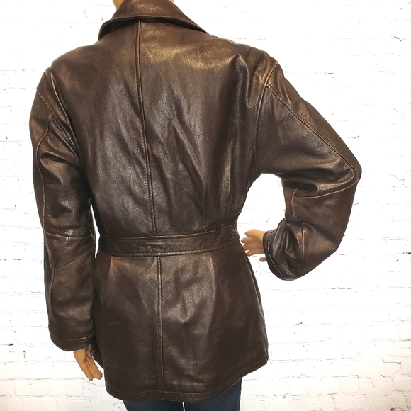Jacqueline Ferrar Brown Leather Belted Coat - Picture 4 of 8